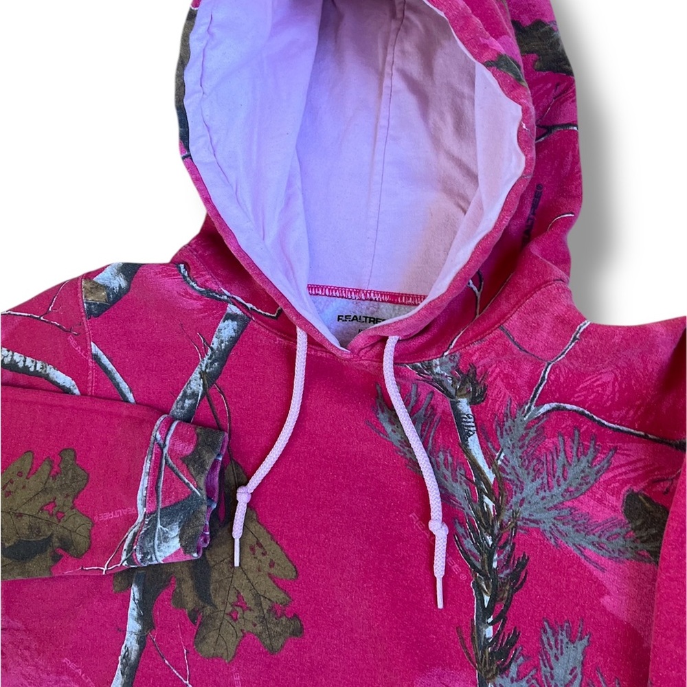 Realtree Women's Sz M Pink Camo Hoodie Kangaroo Pocket Camping Hunting Outdoors‎